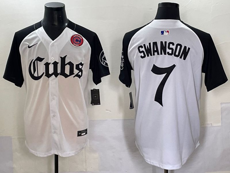 Men 2025 Chicago Cubs #7 Swanson white black Five generations Joint Name Nike MLB Jersey style 10